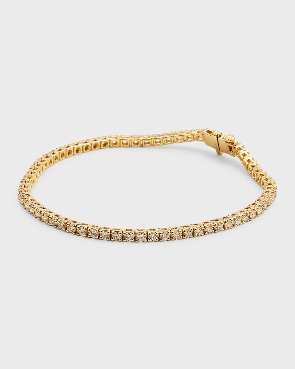 18K Yellow Gold Round Diamond Bracelet, 7"L, 3.0tcw